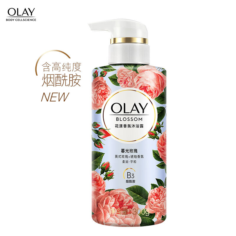雄天伟宇居家日用专营店Olay玉兰油花漾香氛沐浴露烟酰胺暮光玫瑰男女家庭装留香沐浴乳1