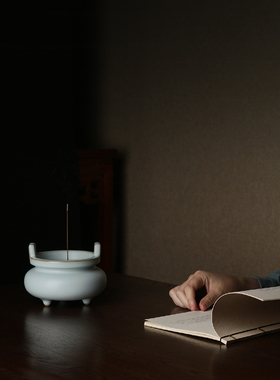 青澹汝窑香炉景德镇高端陶瓷