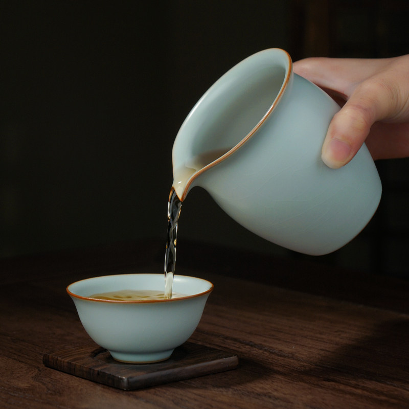 手工汝窑茶海公道杯茶具陶瓷分茶公杯单个景德镇仿古汝瓷开片可养,淘宝优惠券,粉丝福利购,淘宝优惠卷