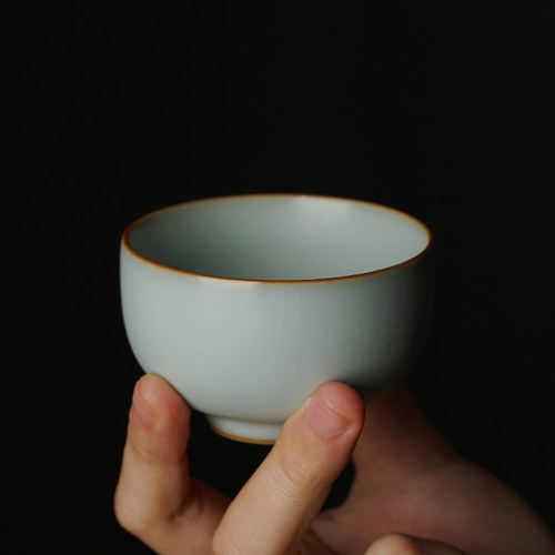 汝窑快客杯旅行茶具套装家用简约便携景德镇陶瓷一壶二杯开片可养 - 图2