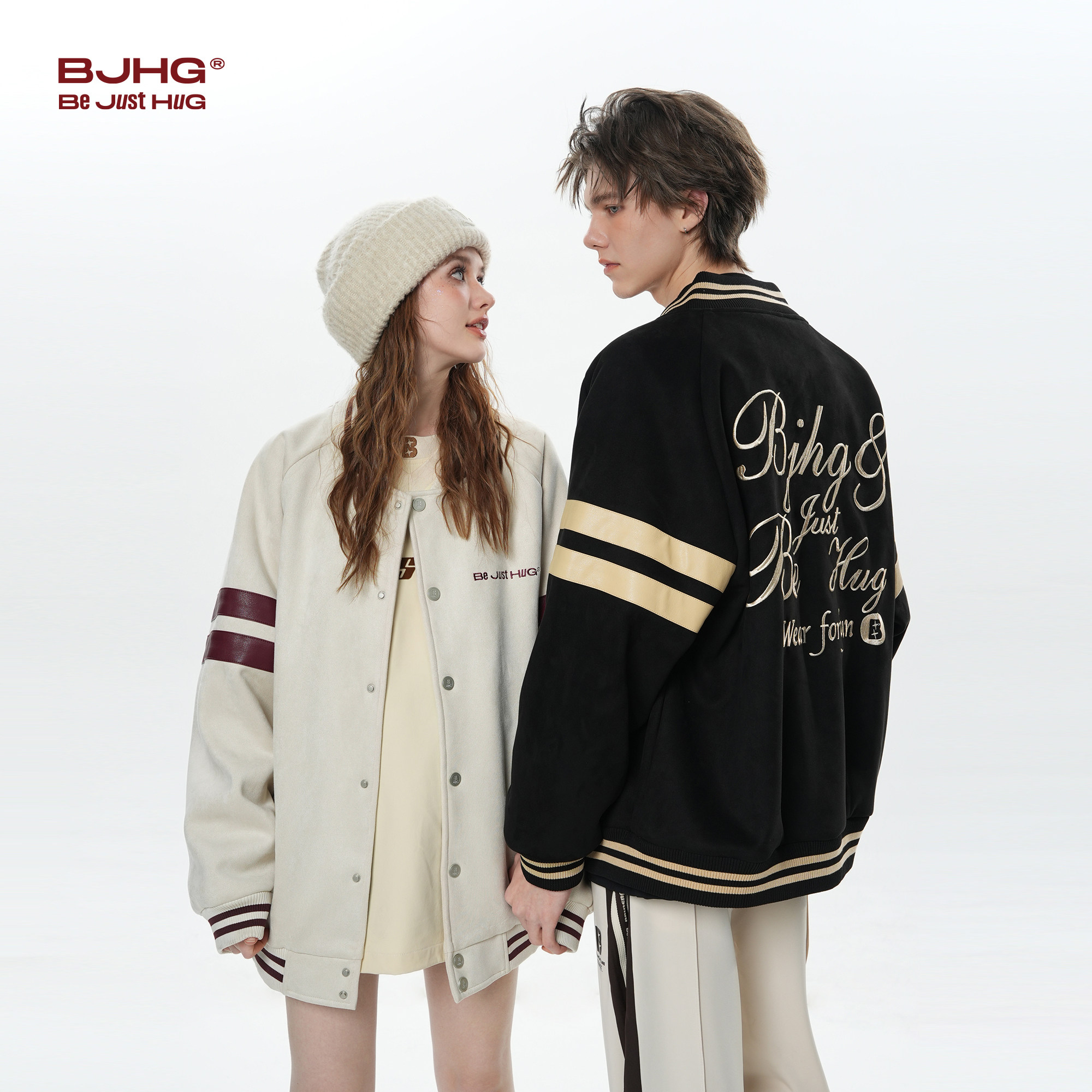 BJHG美式棒球服外套男秋冬高级刺绣潮牌插肩情侣休闲飞行员夹克女,淘宝优惠券,粉丝福利购,淘宝优惠卷