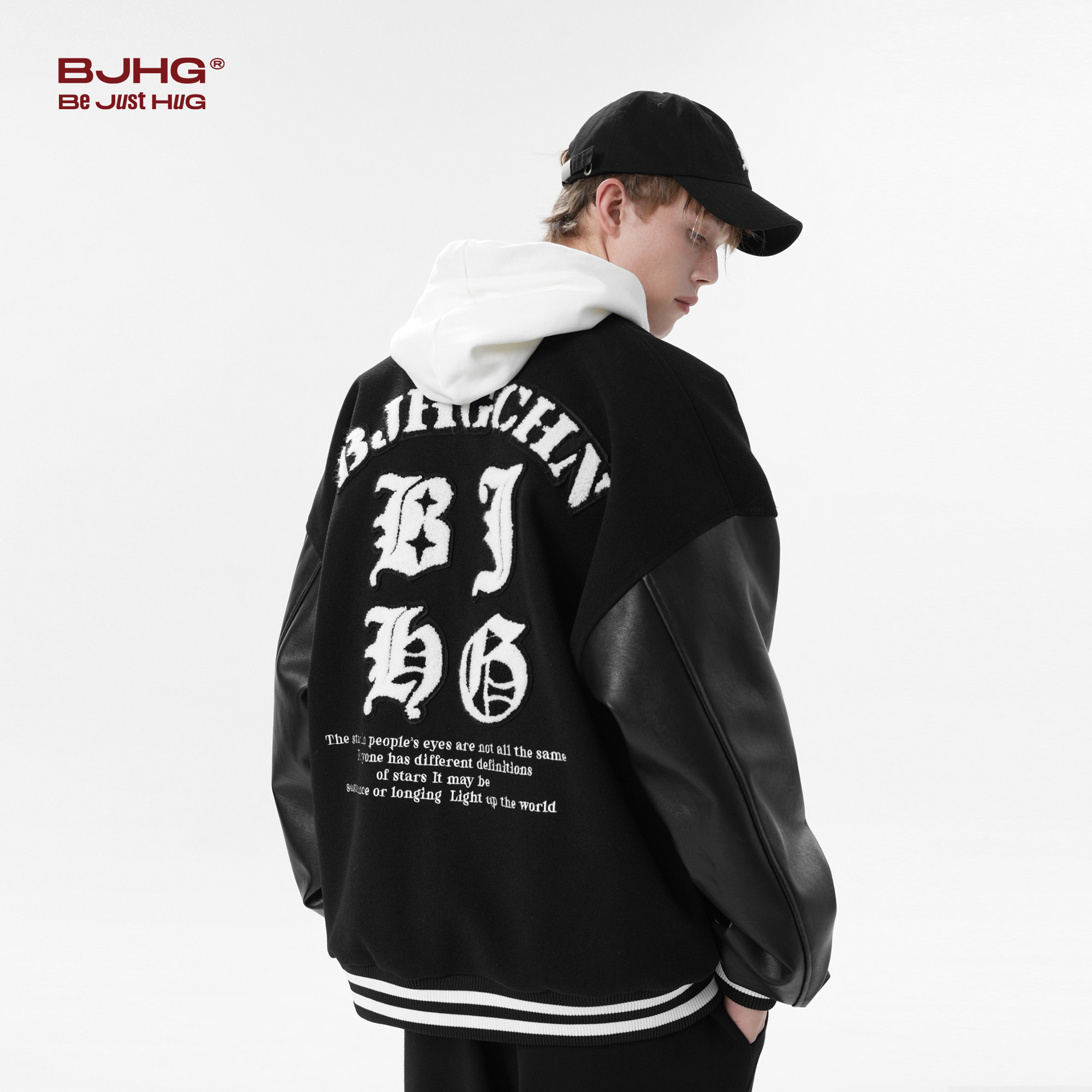 BJHG不计后果棒球服外套男款冬季PU皮夹克潮牌宽松休闲美式嘻哈女,淘宝优惠券,粉丝福利购,淘宝优惠卷
