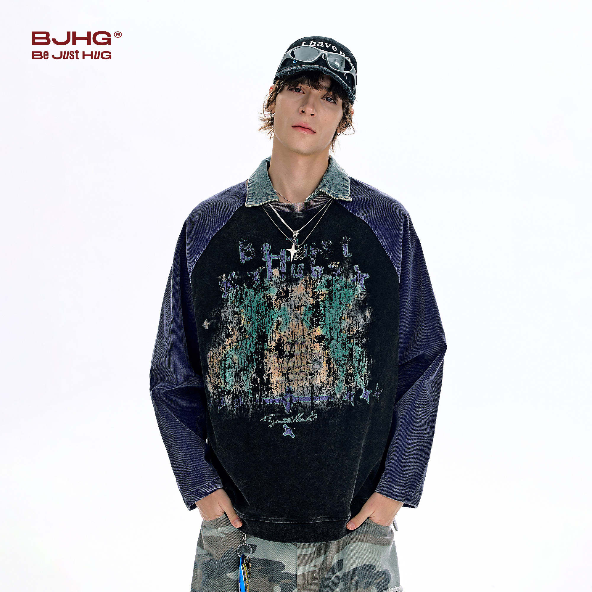 BJHG不计后果美式灯芯绒圆领卫衣男 冬新款纯棉水洗印花长袖T恤女,淘宝优惠券,粉丝福利购,淘宝优惠卷
