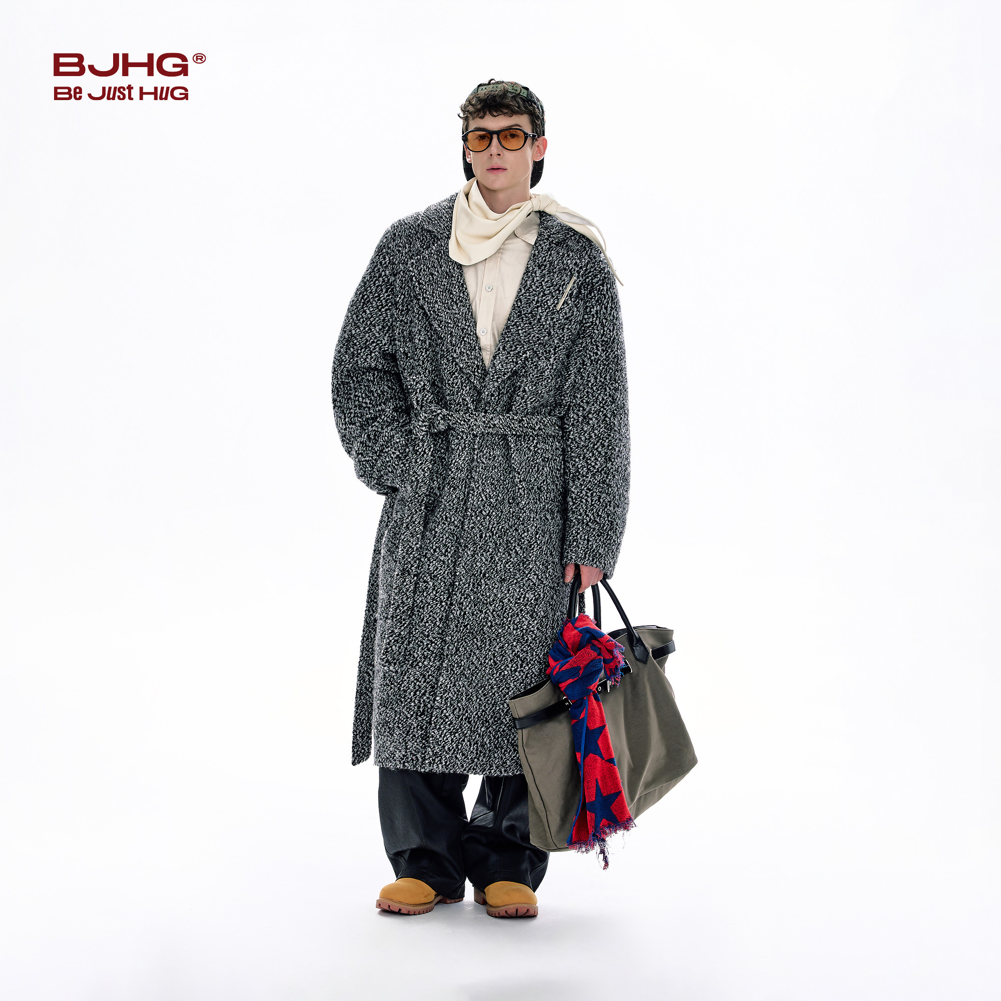 BJHG不计后果羊毛大衣外套男款冬季双腰带加厚高级感宽松长款毛呢,淘宝优惠券,粉丝福利购,淘宝优惠卷