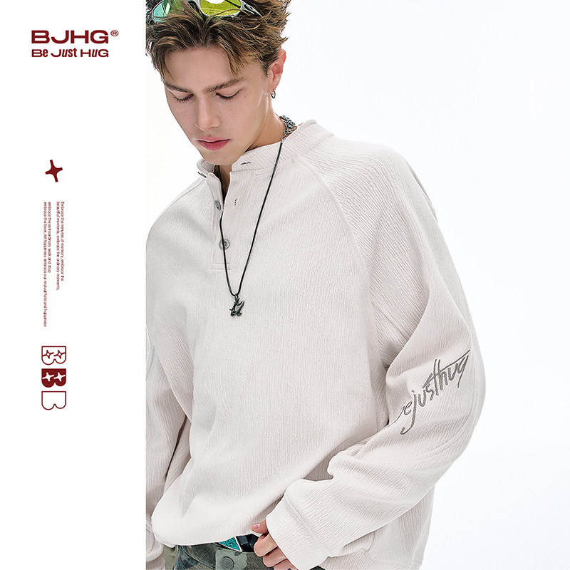 BJHG不计后果 亨利领内搭卫衣男冬季潮牌长袖t恤宽松polo打底衫女,淘宝优惠券,粉丝福利购,淘宝优惠卷