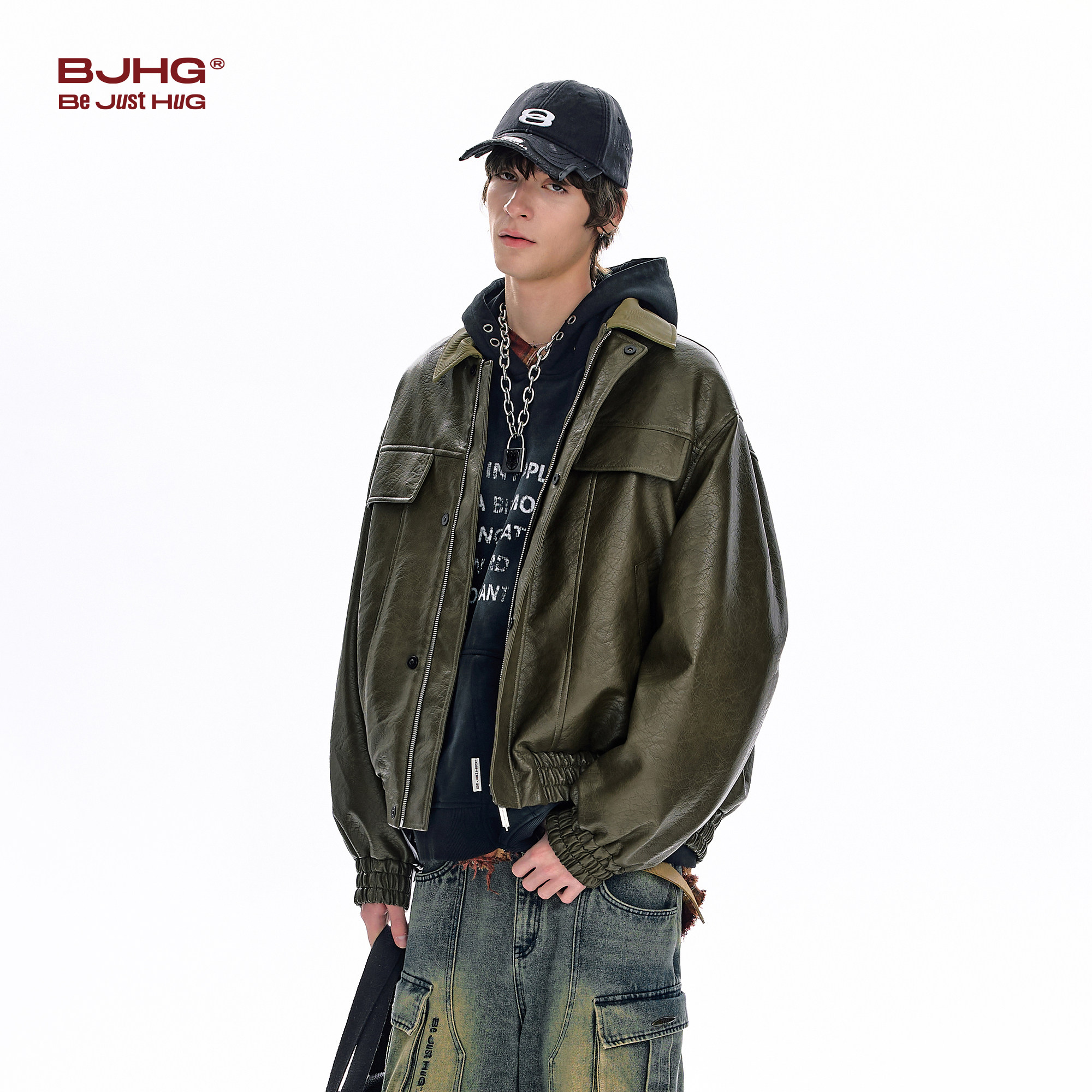 BJHG不计后果美式皮衣外套男款春季2026新款潮撞色简约短宽夹克女,淘宝优惠券,粉丝福利购,淘宝优惠卷