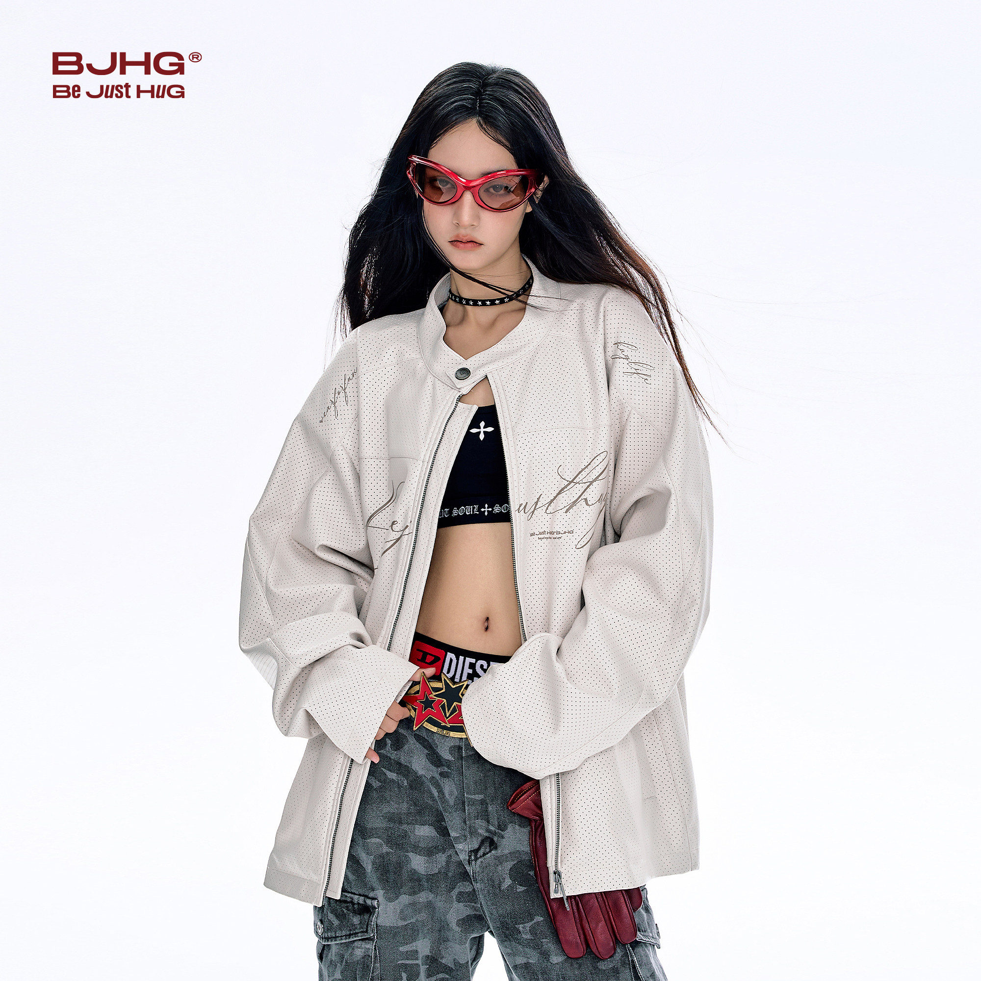 BJHG不计后果美式冲孔皮衣外套男款春季2026新款PU皮夹克机车服女,淘宝优惠券,粉丝福利购,淘宝优惠卷