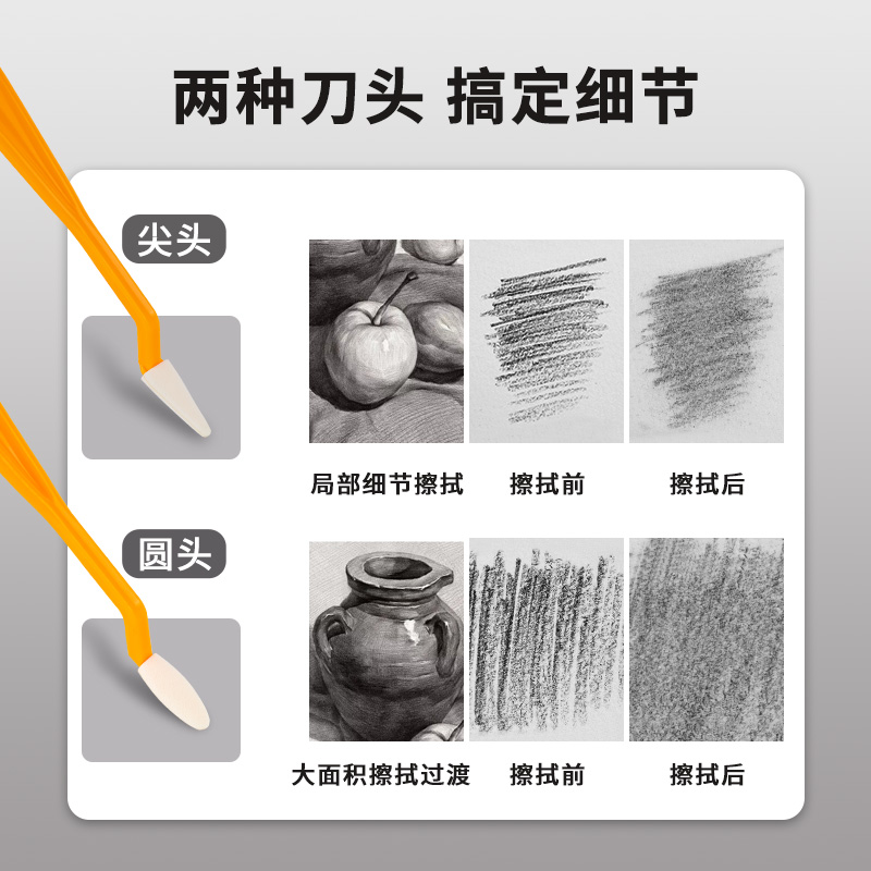 米娅素描擦笔纸擦笔纸擦笔揉擦笔擦刀美术专用揉擦棉揉擦揉擦刀纸檫笔擦刀头擦笔刀工具套装高光刷子晕染 - 图3