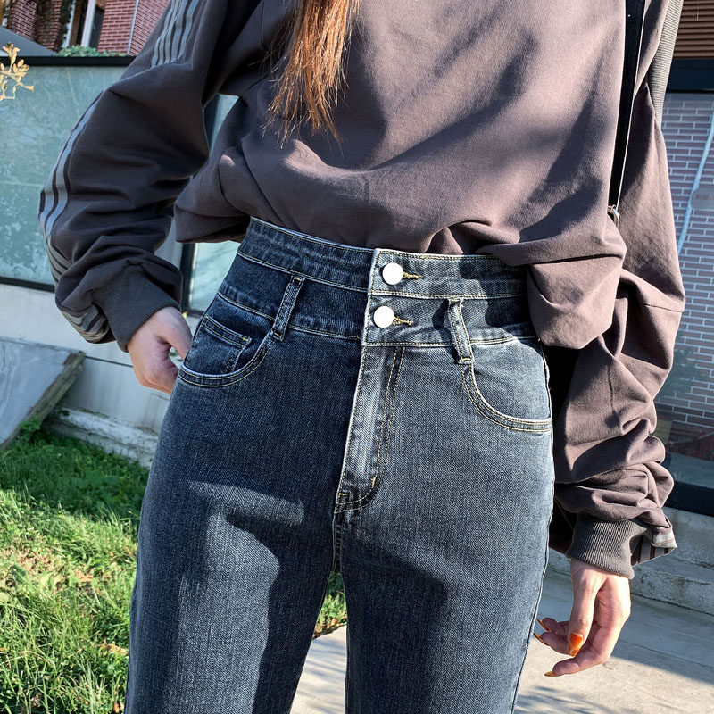 大码高腰哈伦夏胖mm宽松显瘦牛仔裤 秘予牛仔裤