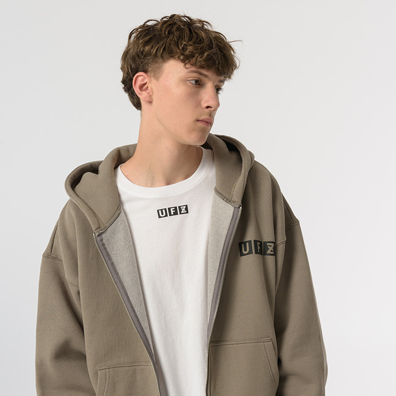 ufz春秋季国潮牌薄绒连帽拉链卫衣 ufz卫衣