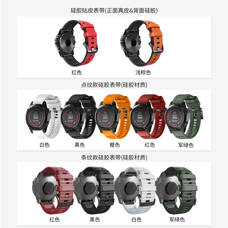 适用garmin佳明飞耐时Fenix5x/fenix3hr/fenix6x/fenix7x/pro/935/945/955/965安夺本能2/泰铁时手表表带22mm-图1