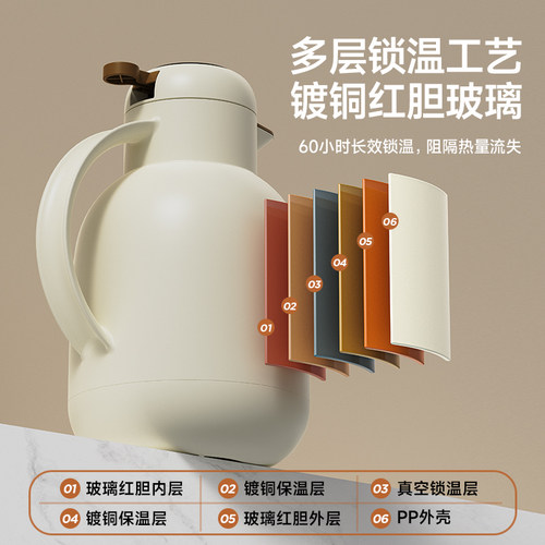 UKA保温壶2025新款家用红胆玻璃暖水壶热水壶热水瓶保温瓶大容量 - 图2