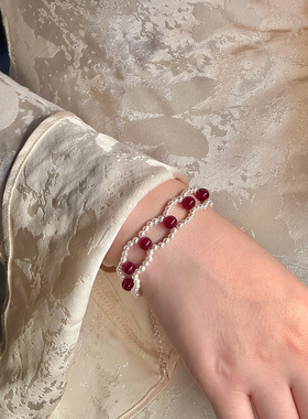 李唐女珍珠玛瑙国风新中式手链