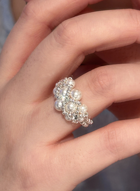 施家珍珠戒指女轻奢高级感指环女