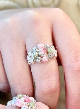 女陶瓷珠珍珠原创手工定制戒指