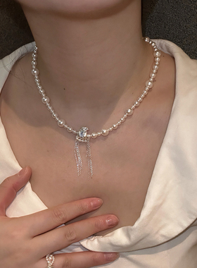 珍珠项链女纯银福袋新款轻奢高级感原创百搭锁骨链颈链手工编织