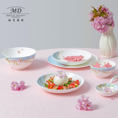 玛戈隆特雨花轩骨瓷餐具套装新婚乔迁新居高端餐具中国风盘子碗具 - 图1