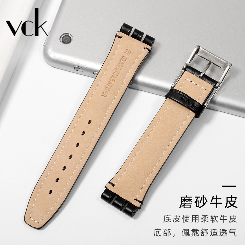 适配swatch真皮yrs系列手表带 vck珠宝配件