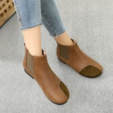 Весенние короткие сапоги для матери, нескользящие ботинки, из натуральной кожи, для среднего возраста, большой размер