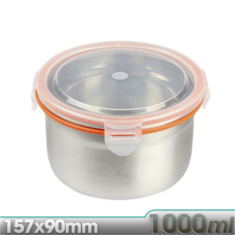韩国进口304不锈钢保鲜盒便当密封圆形保温上班微波炉加热饭盒