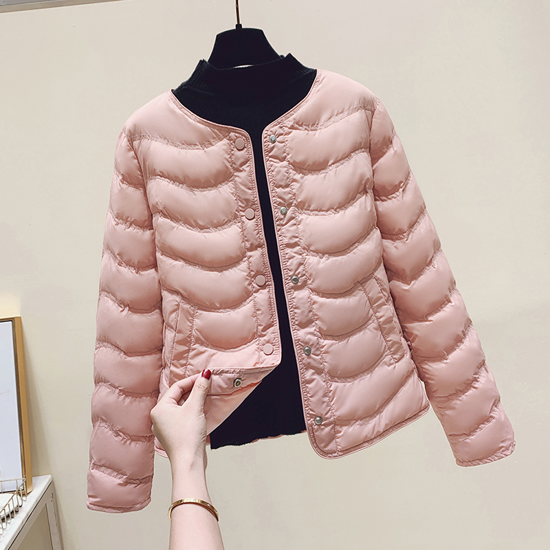 冬季无领轻薄羽绒棉服女内胆棉衣短款