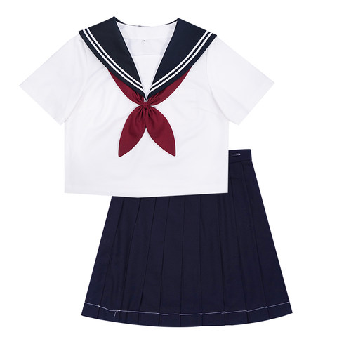 海月社基础款白二本三本水手服绀色JK制服套装日系百褶裙日制版型 - 图3