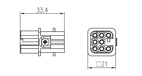 矩形重载连接器  7针航空插座工业防水插座  HD-007-M/F公母芯 - 图0