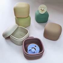 Baby pacifier Pacifier Intake Box Disinfected Silicone Bibs Pacifier Box Baby Tooth Glue Anti Fall Chain Dust-proof Box