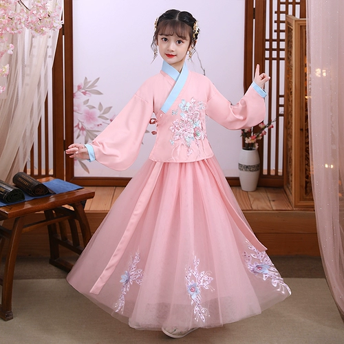 Осеннее ханьфу, детское ципао, флисовый зимний плащ, увеличенная толщина, китайский стиль