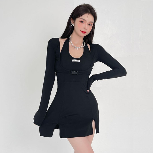 水姿妮泳衣女泡温泉分体纯欲风高级感微胖女孩保守遮肚显瘦游泳衣