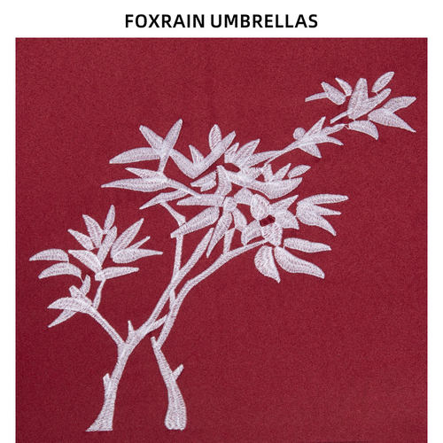 foxrain高级感长柄遮阳直杆九尾狐传红伞刺绣高端李栋旭同款雨伞 - 图1