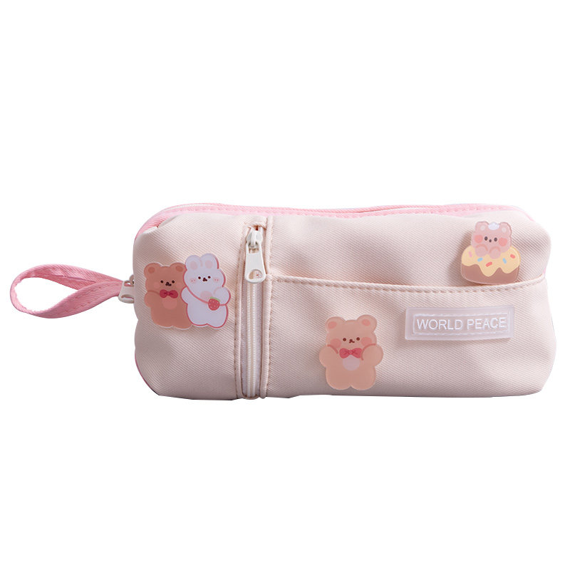 2022年新款简约女孩版ins帆布笔袋 小槑同学文具笔袋