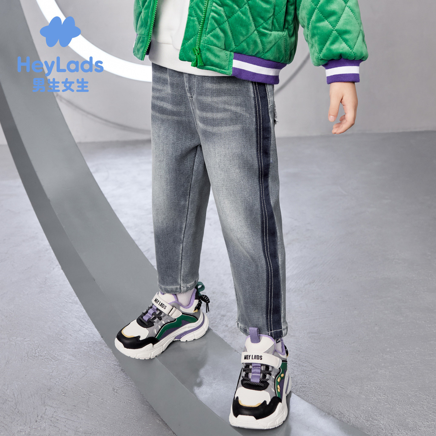 男生女生男小童侧边撞色牛仔长裤NPNEJ43209A,淘宝优惠券,粉丝福利购,淘宝优惠卷