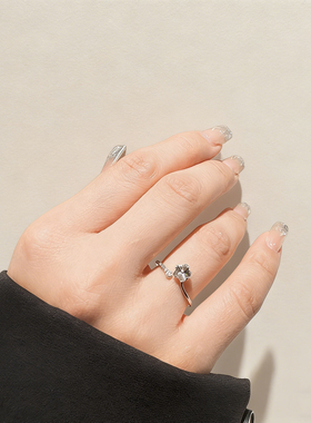 日韩锆石星星戒指女小清新排钻气质指环开口可调节简约百搭手饰品