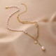 Double layer stacked retro coin tassel clavicle chain cold style internet celebrity choker niche design pearl splicing necklace
