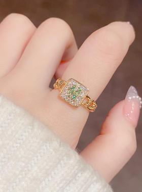 网红同款麻将发财红中戒指女小众设计高级感气质百搭食指戒女
