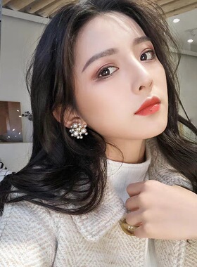韩国烟花大小珍珠夸张个性银针