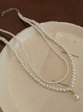 多层珍珠项链女轻奢高级感小众设计锁骨链