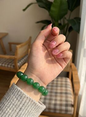 天然绿玛瑙 12mm 圆珠手串 新中式简约百搭女款圆珠手链国风饰品