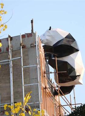 玻璃钢雕塑定制大型几何动物抽象块切面熊鹿兔子摆件户外园林景观