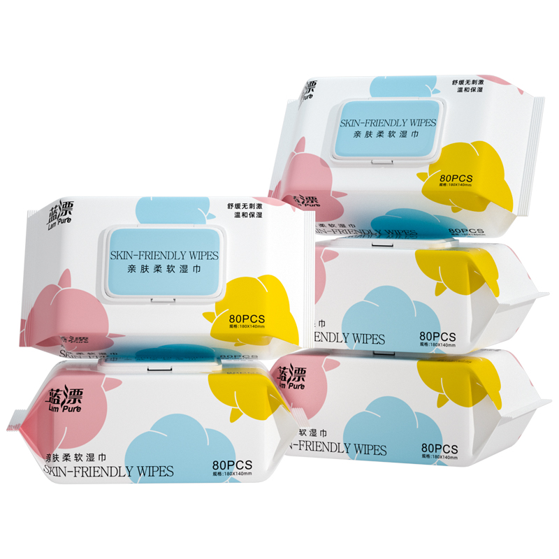 蓝漂婴儿湿巾家用大包80抽湿纸巾擦脸儿童手口专用洗脸卫生湿巾纸 - 图3