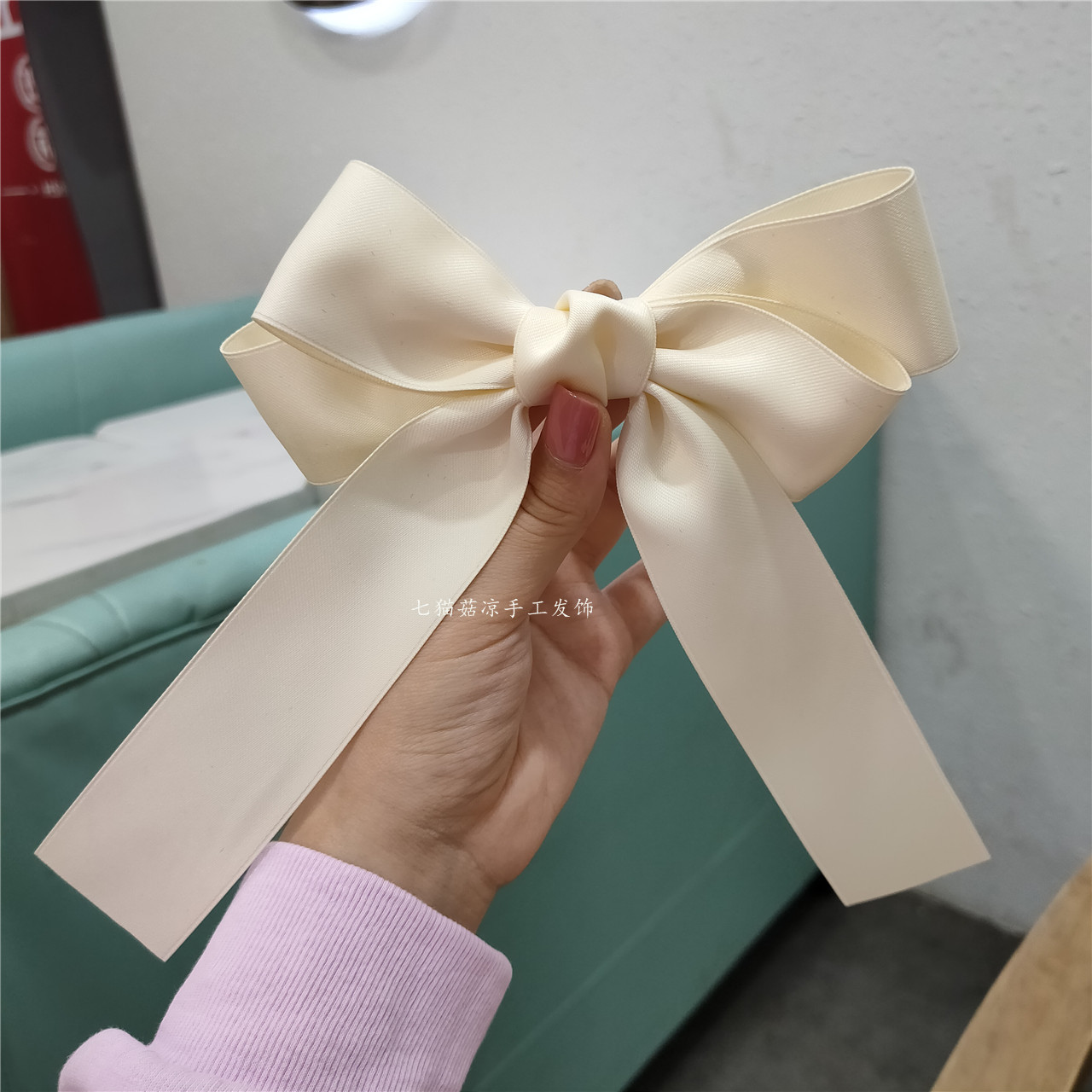 网红仙女款奶白色大蝴蝶结发夹飘带公主顶夹可爱气质少女发饰发卡 网红仙女款奶白色大蝴蝶结发夹飘带公主顶夹可爱气质少女发饰发卡