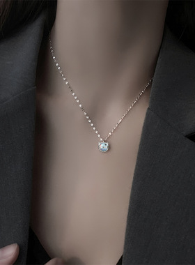 奥特莱斯撤柜清仓捡漏18K金炫彩极光猫咪项链甜美月光石锁骨链女