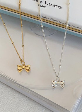 奥特莱斯撤柜清仓捡漏18K金蝴蝶结项链简约时尚百搭锁骨链女配饰