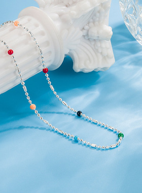 奥特莱斯撤柜捡漏18K金彩色豆豆项链99纯银闺蜜手链女士手饰配饰