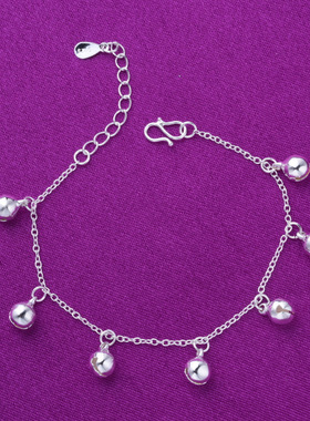 奥特莱斯撤柜捡漏18K金可爱七小铃铛手链99纯银脚链女士手饰配饰