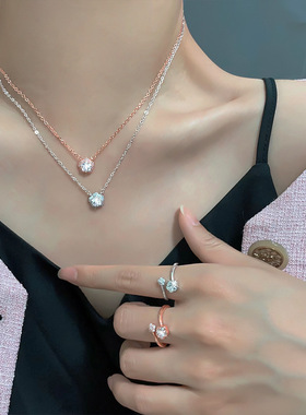 奥特莱斯撤柜清仓捡漏18K金樱花项链颈链招桃花精致锁骨链女配饰