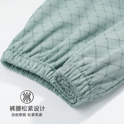 浪莎男士睡衣春秋季纯棉翻领长袖开衫休闲加大码青少年家居服套装 - 图2