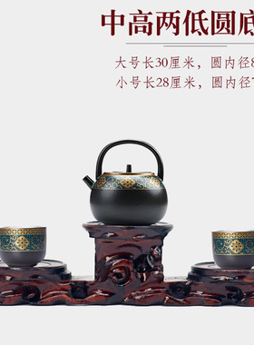 实木雕刻紫砂茶壶底座工艺品花瓶