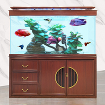 Fish tank large living room home screen partition wall Chinese aquarium ultra white glass tank ecological bottom filter red dragon tank